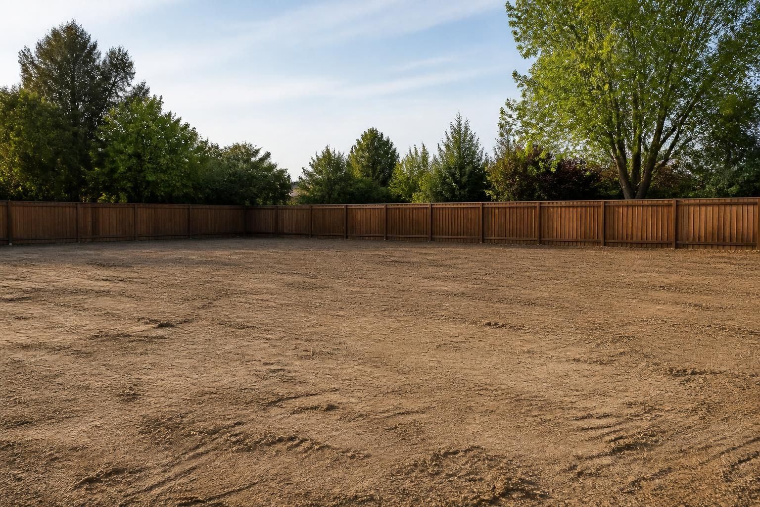 Prepared lot with cleared and leveled ground