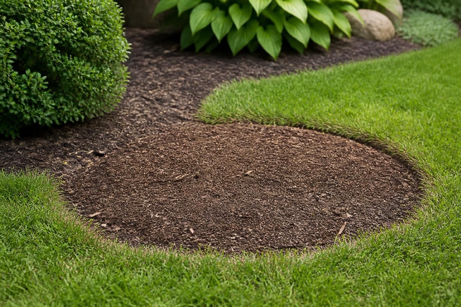 Freshly ground stump area with smooth mulch and soil